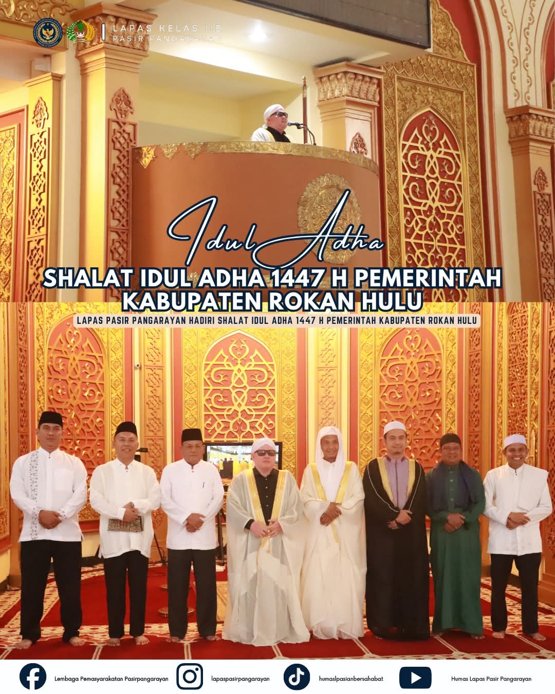 fmmnews.com | Lapas Pasir Pangarayan Hadiri Shalat Idul Adha 1447 H Pemerintah Kabupaten Rokan Hulu
