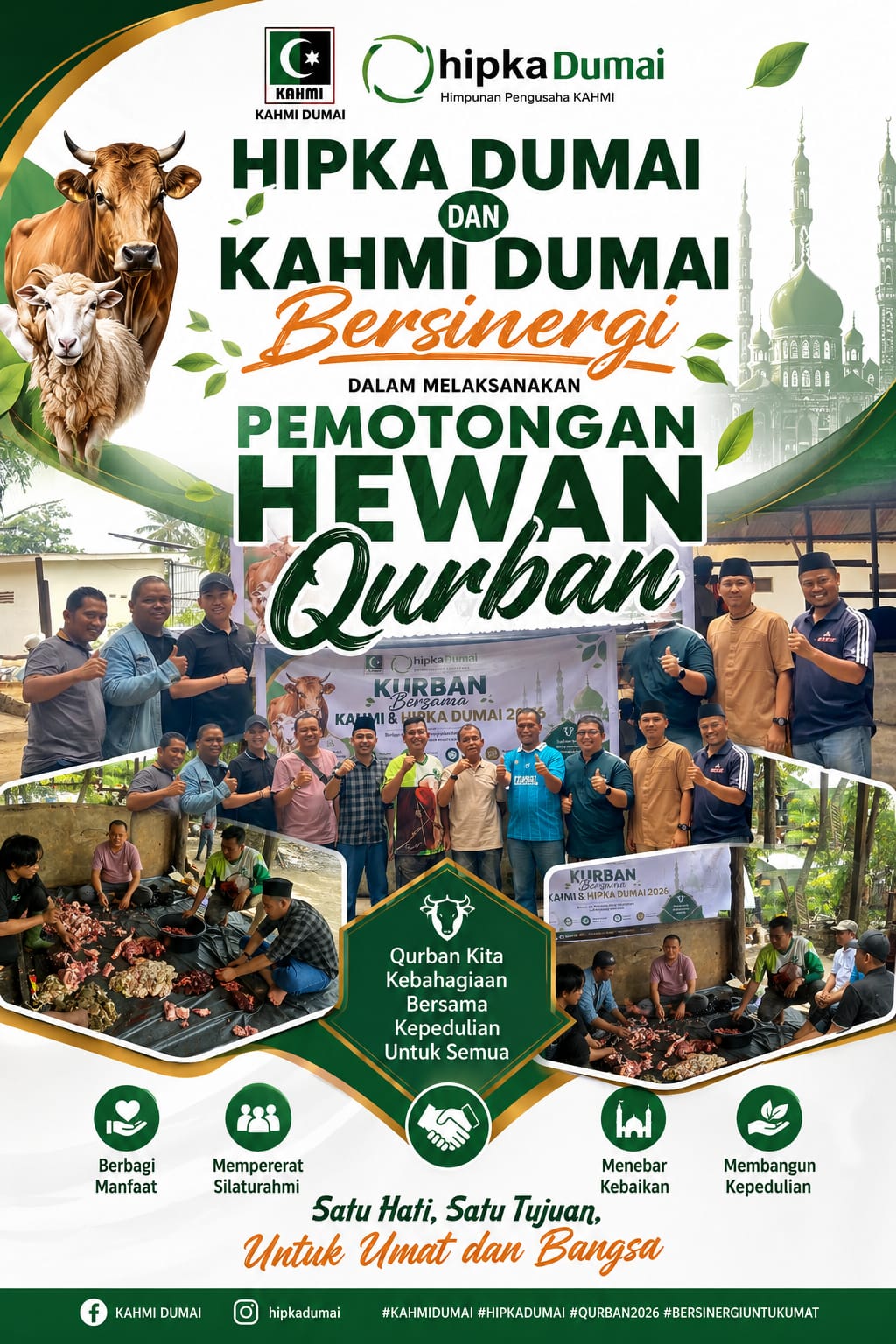 fmmnews.com | HIPKA dan KAHMI Dumai Bersinergi Laksanakan Pemotongan Hewan Kurban