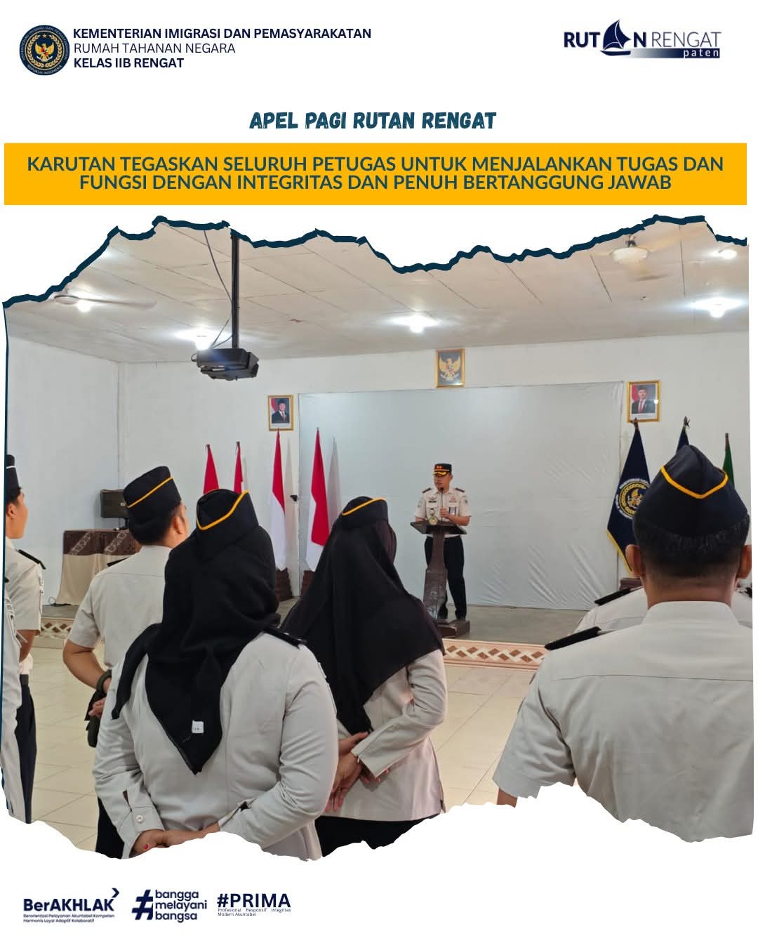 fmmnews.com | APEL PAGI RUTAN RENGAT: KARUTAN TEGASKAN SELURUH PETUGAS UNTUK MENJALANKAN TUGAS DAN FUNGSI DENGAN INTEGRITAS DAN PENUH BERTANGGUNG JAWAB