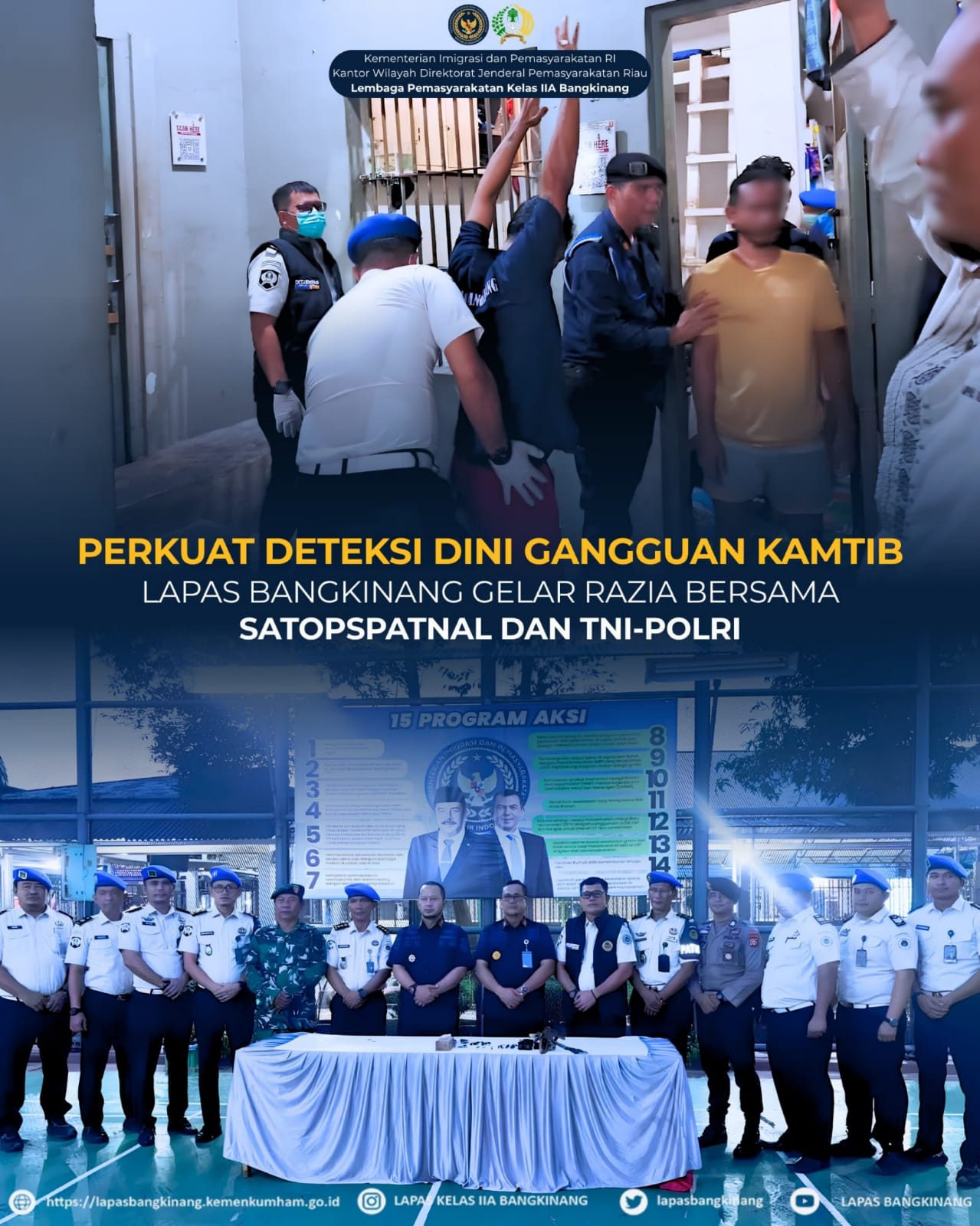 fmmnews.com | PERKUAT DETEKSI DINI GANGGUAN KAMTIB, LAPAS BANGKINANG GELAR RAZIA BERSAMA SATOPSAL TNI DAN POLRI fmmnews.com | PERKUAT DETEKSI DINI GANGGUAN KAMTIB, LAPAS BANGKINANG GELAR RAZIA BERSAMA SATOPSAL TNI DAN POLRI