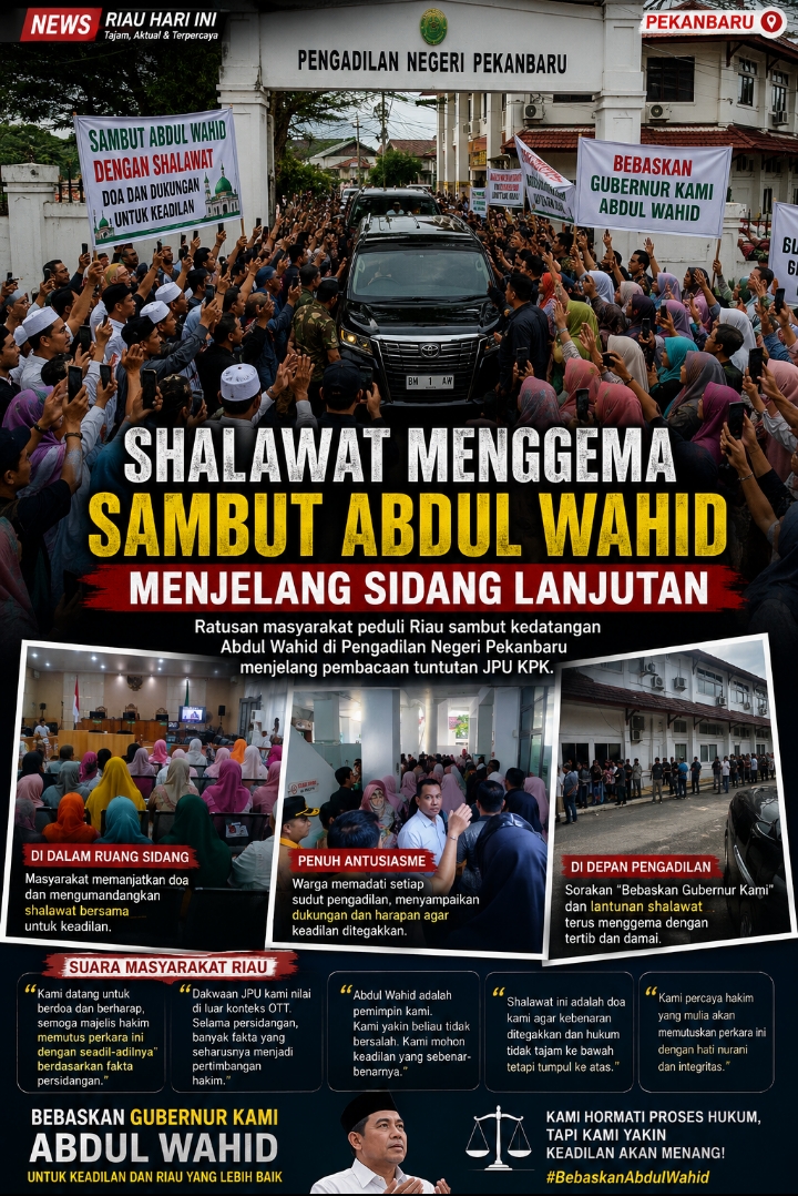 fmmnews.com | Shalawat Menggema Sambut Abdul Wahid, Masyarakat Peduli Riau Sampaikan Aspirasi Jelang Sidang Tuntutan