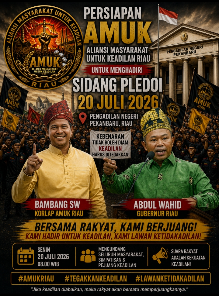 fmmnews.com | Menjelang Sidang Pledoi, AMUK Riau Siap Kawal Proses Persidangan Abdul Wahid fmmnews.com | Menjelang Sidang Pledoi, AMUK Riau Siap Kawal Proses Persidangan Abdul Wahid