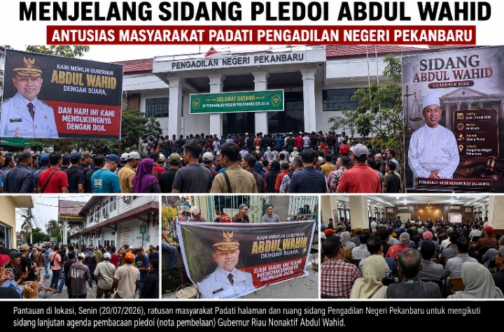  | Menjelang Sidang Pledoi Abdul Wahid, Antusiasme Masyarakat Padati Pengadilan Negeri Pekanbaru