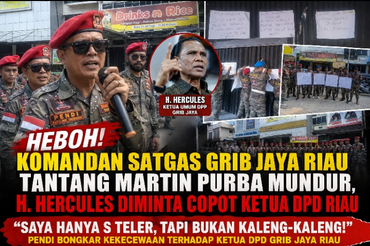  | HEBOH! Komandan Satgas GRIB JAYA Riau Tantang Martin Purba Mundur, H. Hercules Diminta Copot Ketua DPD Riau