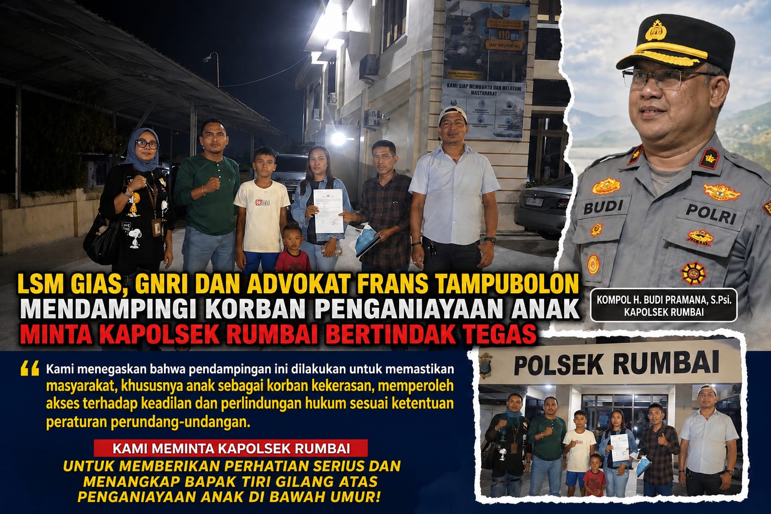  | Kasus Dugaan Kekerasan Anak di Rumbai Jadi Sorotan, LSM GIAS-GNRI dan Advokat Kawal Pengaduan Keluarga