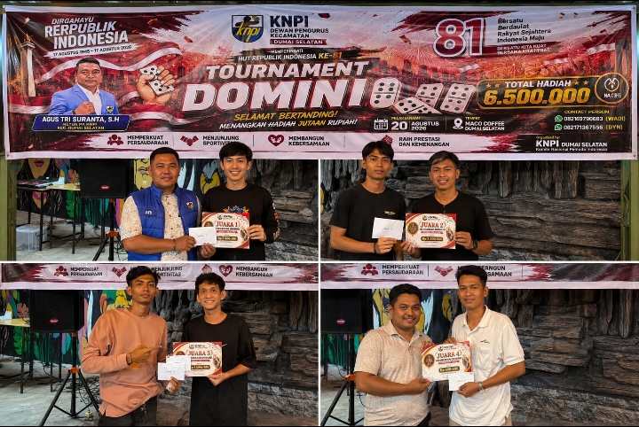 | Penutupan Turnamen Domino PK KNPI Dumai Selatan Berlangsung Meriah, Persaudaraan dan Sportivitas Jadi Semangat Utama