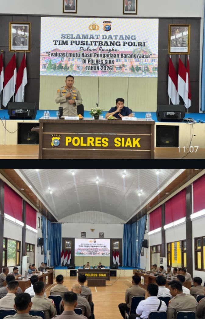 | Puslitbang Polri Gelar Penelitian Evaluasi Mutu Pengadaan Barang dan Jasa di Polres Siak Polda Riau | Puslitbang Polri Gelar Penelitian Evaluasi Mutu Pengadaan Barang dan Jasa di Polres Siak Polda Riau