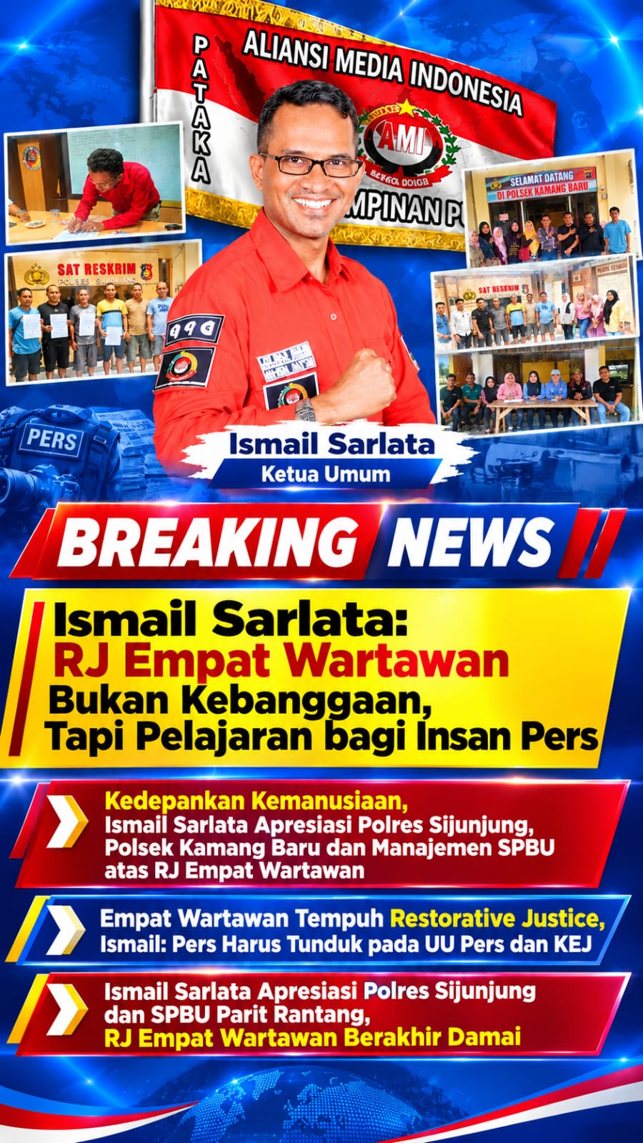 | Ismail Sarlata Apresiasi Polres Sijunjung dan SPBU Parit Rantang, RJ Empat Wartawan Berakhir Damai | Ismail Sarlata Apresiasi Polres Sijunjung dan SPBU Parit Rantang, RJ Empat Wartawan Berakhir Damai